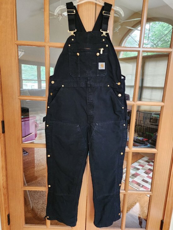 Carhartt Other - Carhartt R37 Black Duck Zipper Side Bib Overalls Size 38x30